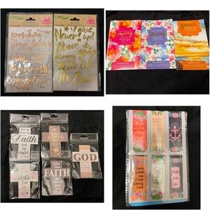 Inspirational Quote Bundle ( Stickers, Journal , Magnetic Cross & Bookmarks)